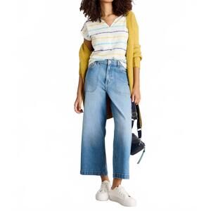 NEW WHITE STUFF nelly notch stripe tee in white multi